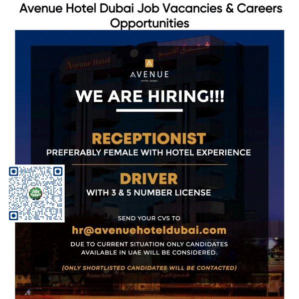 Avenue Hotel Dubai: Looking For Professional Dynamic Candidate’s To ...