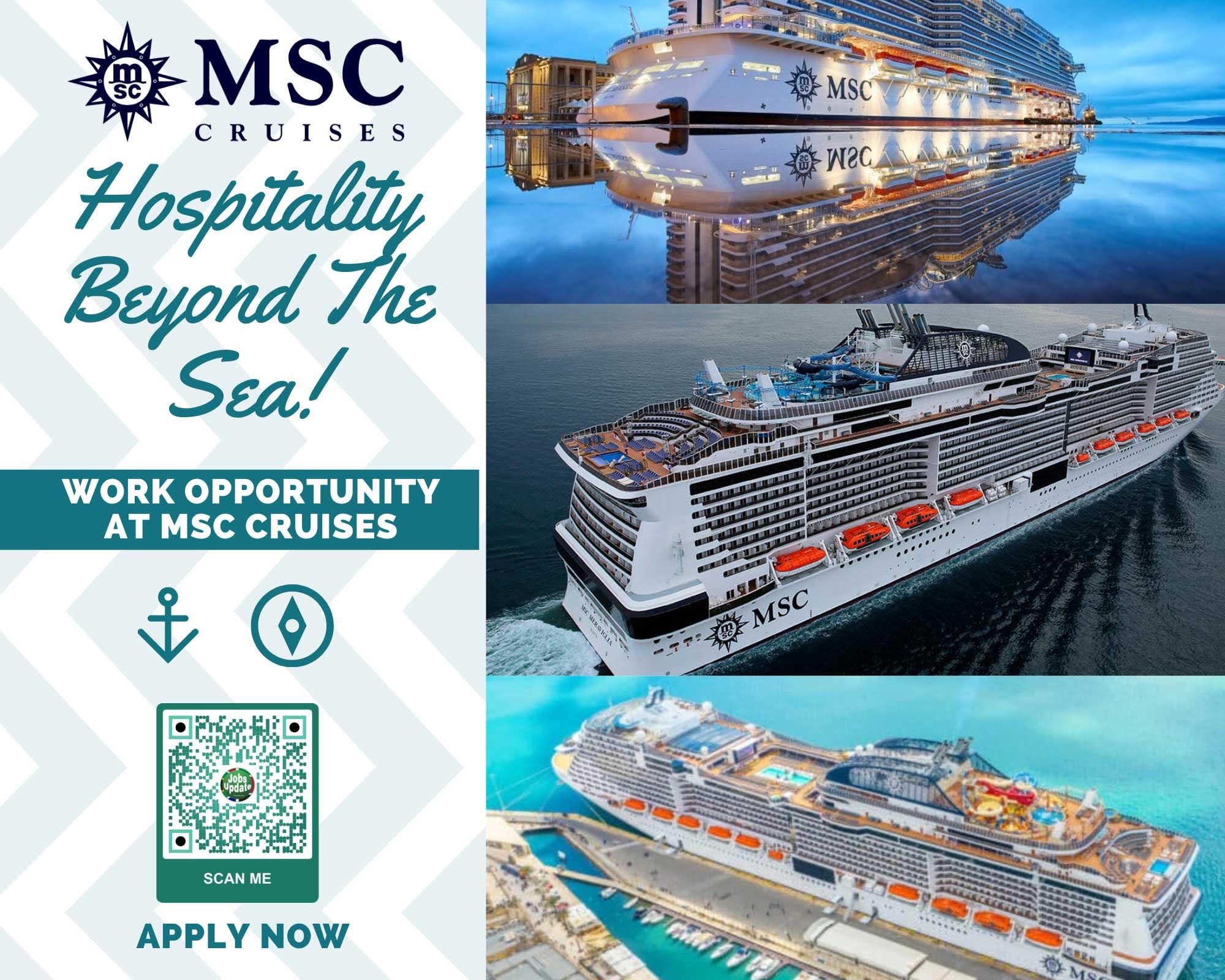 Hospitality Beyond The Sea! Work Opportunity At MSC Cruises 2024 Jobs